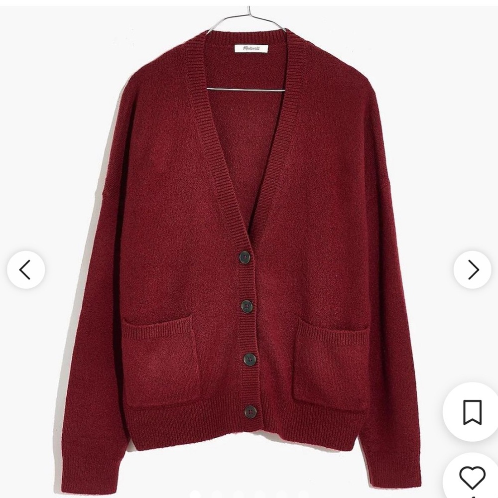 Madewell Burgundy Cardigan Sweater, S